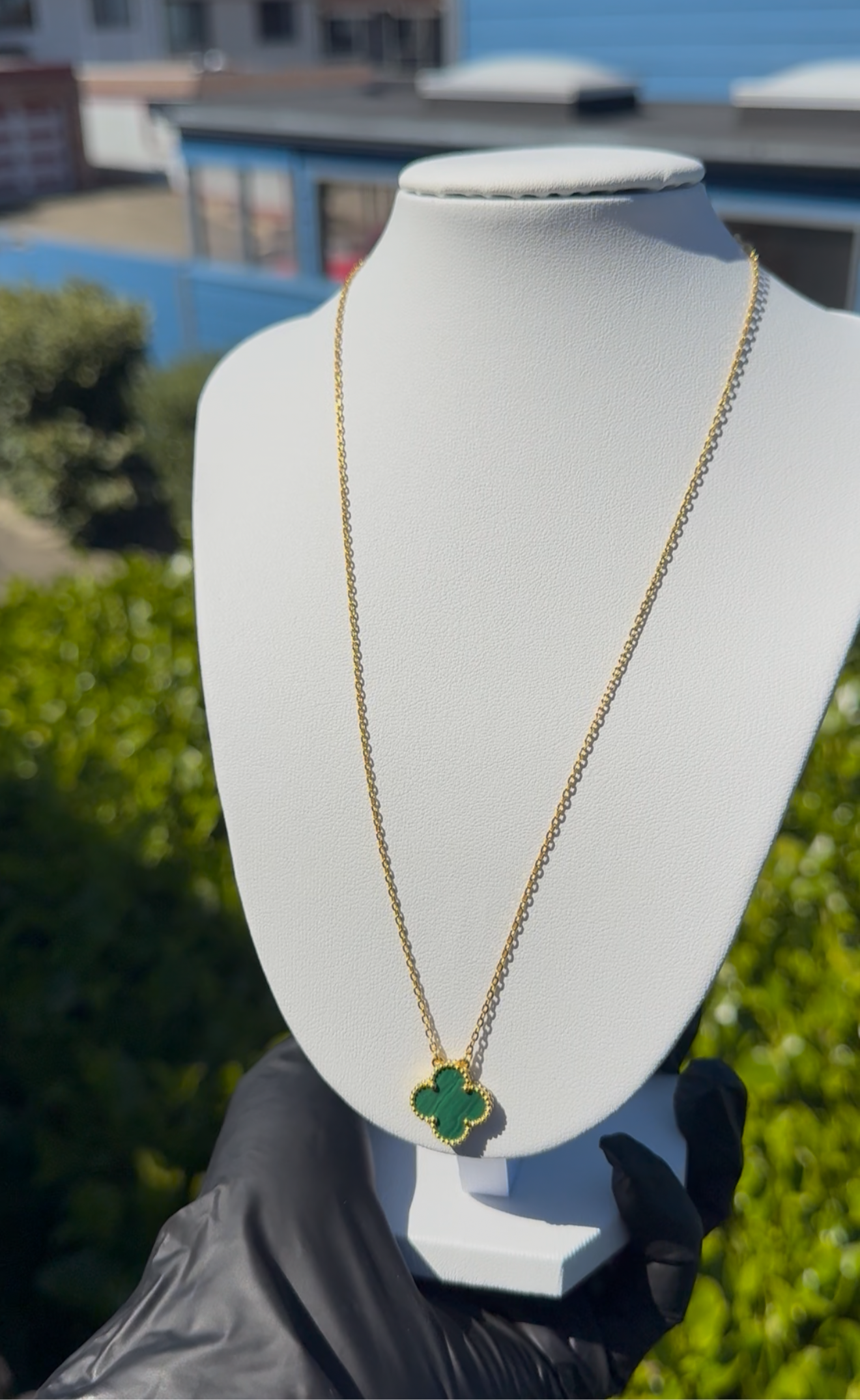 Clover Gold Necklace- Green