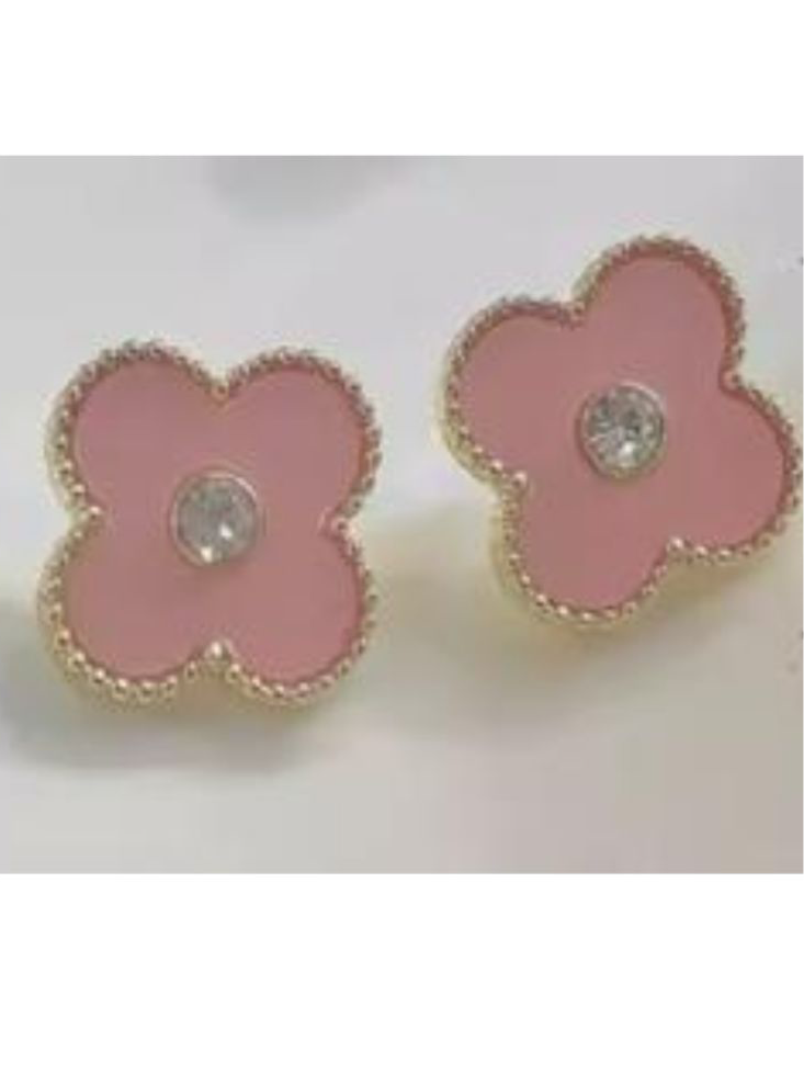 Clover Bling Earrings - Pink