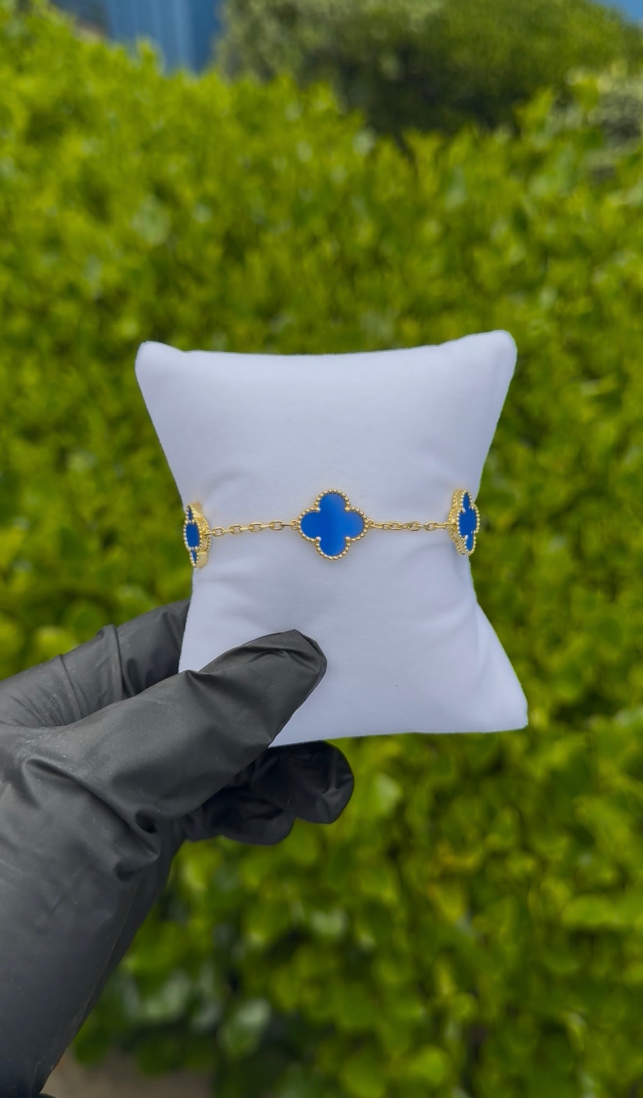 Clover Gold Bracelet - Blue