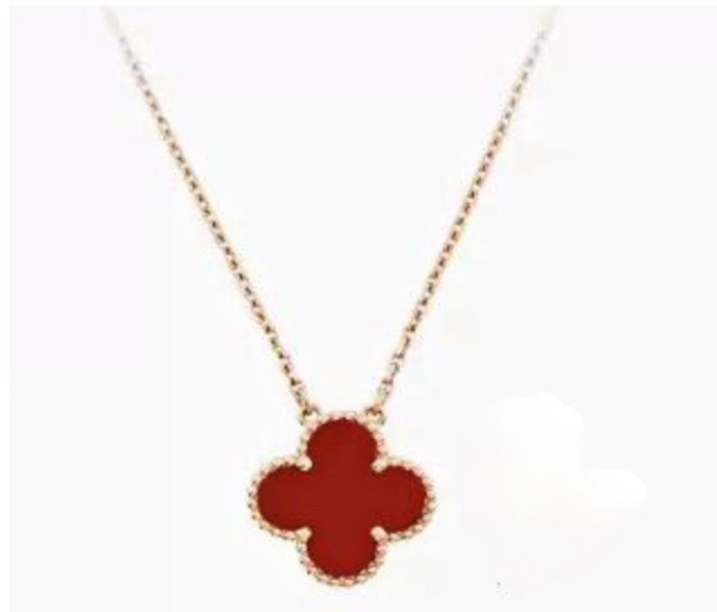 Clover Gold Necklace - Red
