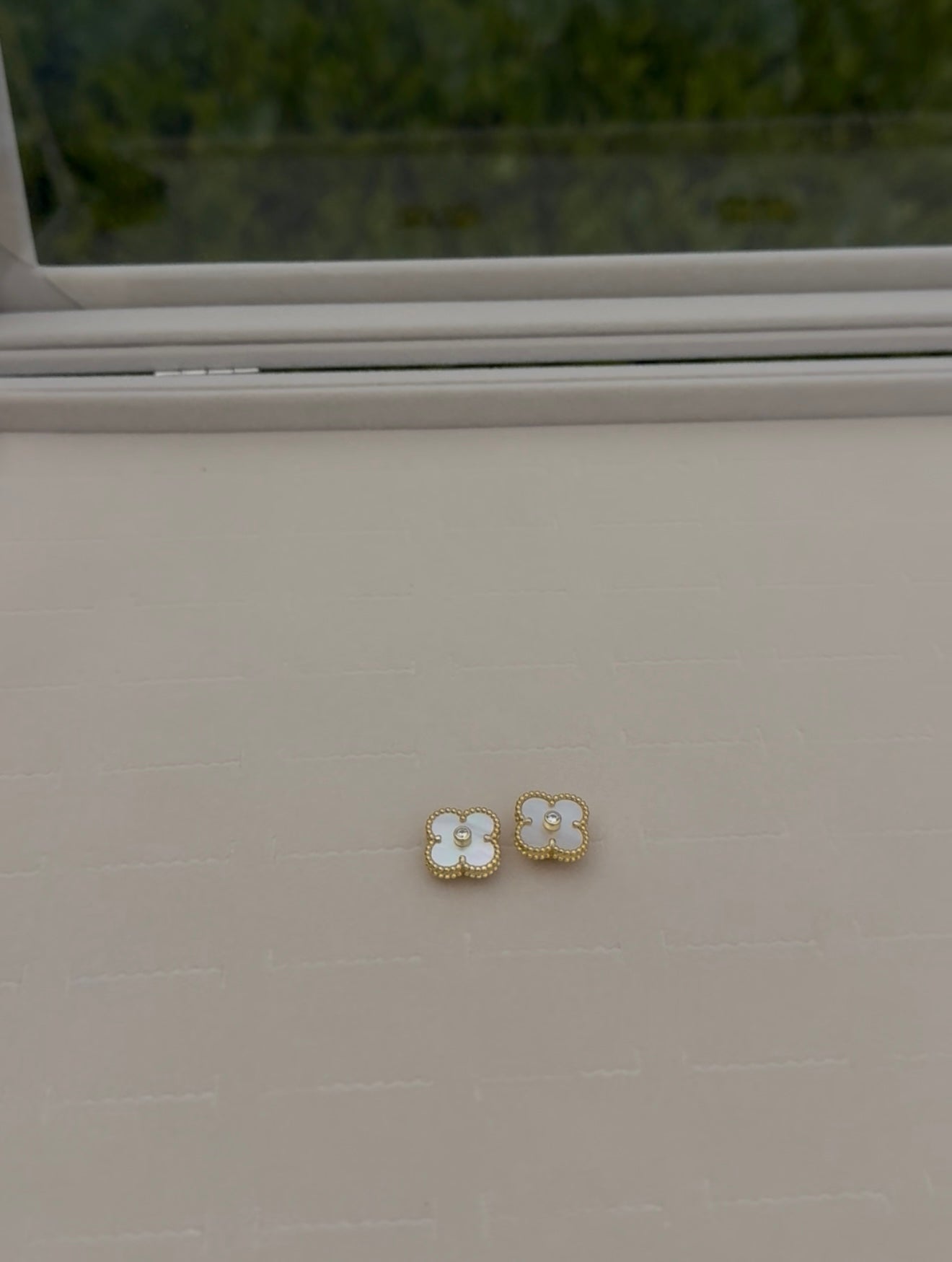 Clover Bling Earrings - White