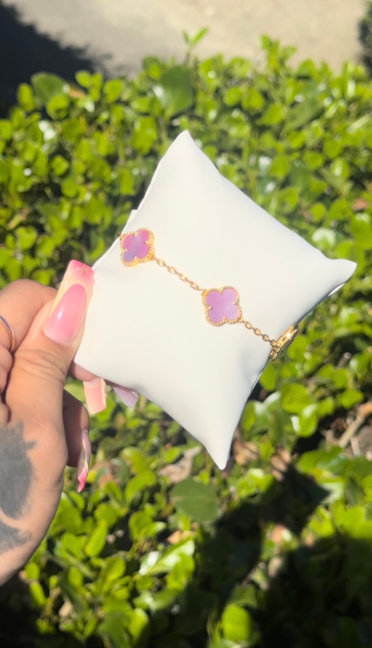 Clover Gold Bracelet - Pink