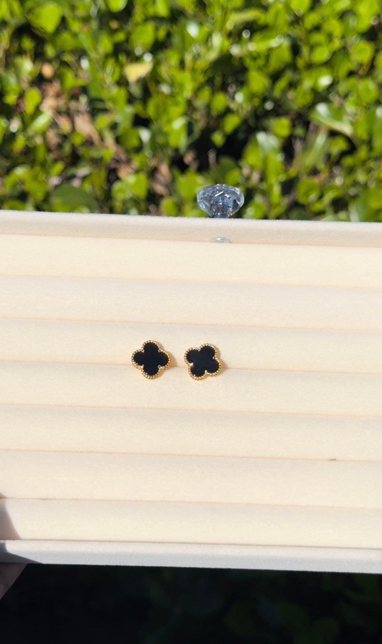 Clover Gold Mini Earrings - Black