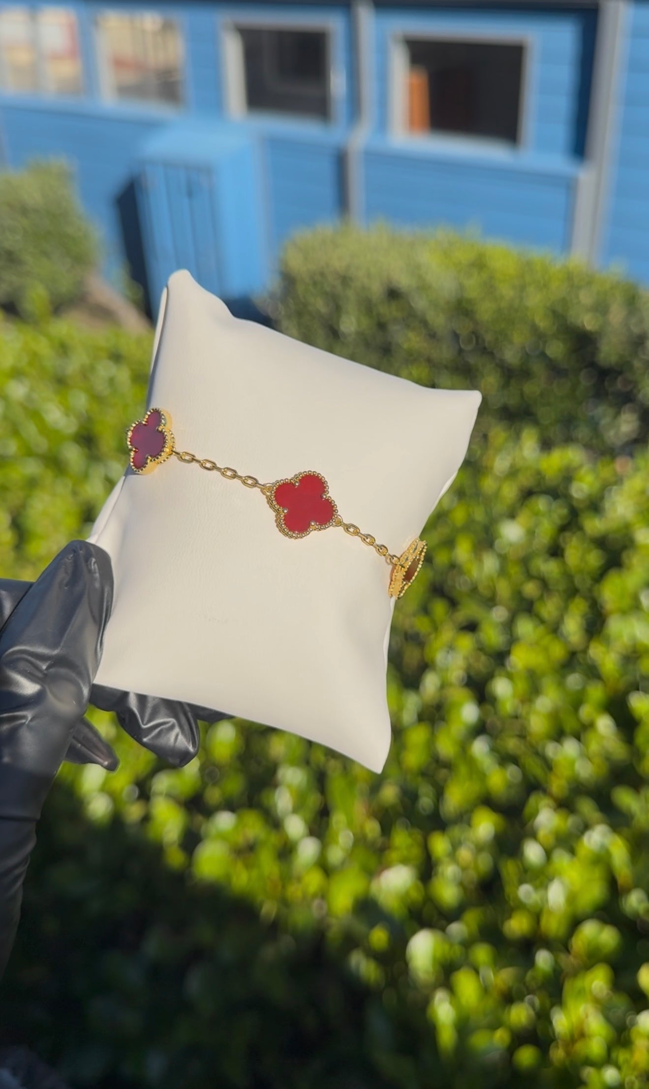 Clover Gold Bracelet - Burgundy