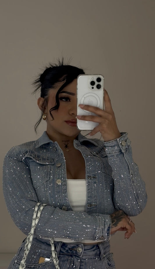 Denim Rhinestone Jacket