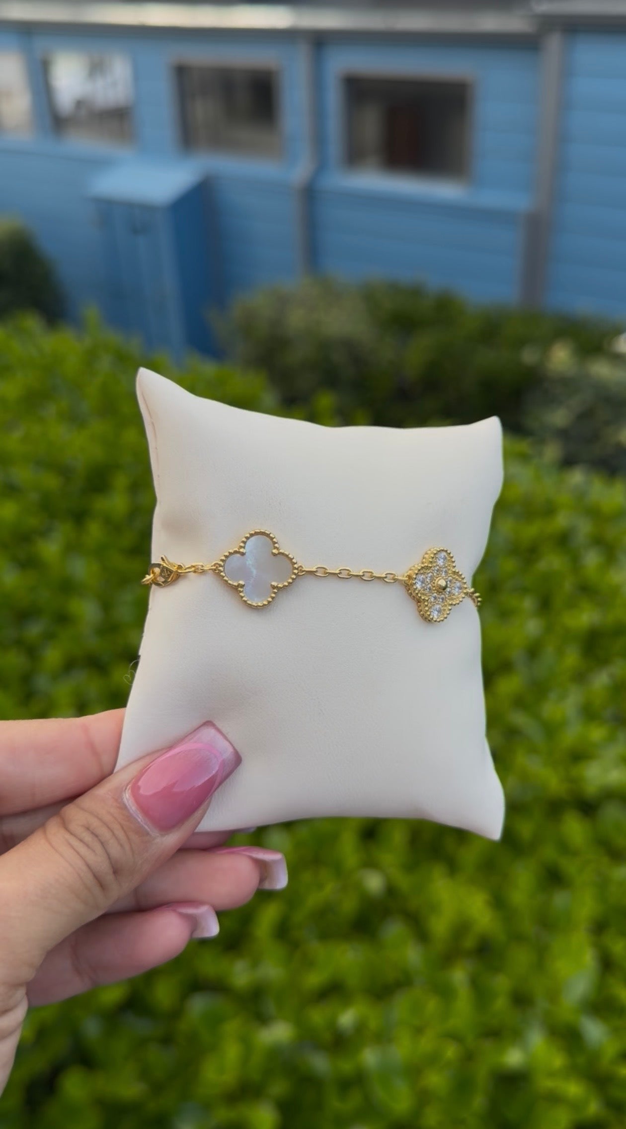 Clover Bling Bracelet - White
