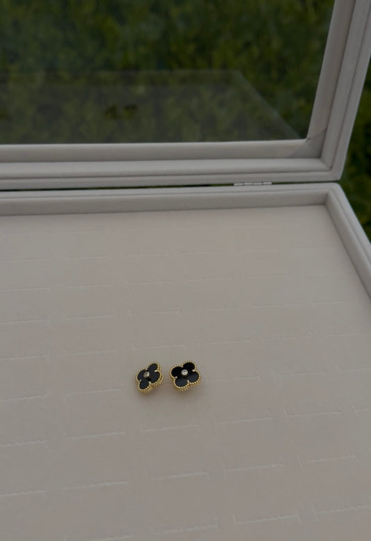 Clover Bling Earrings - Black