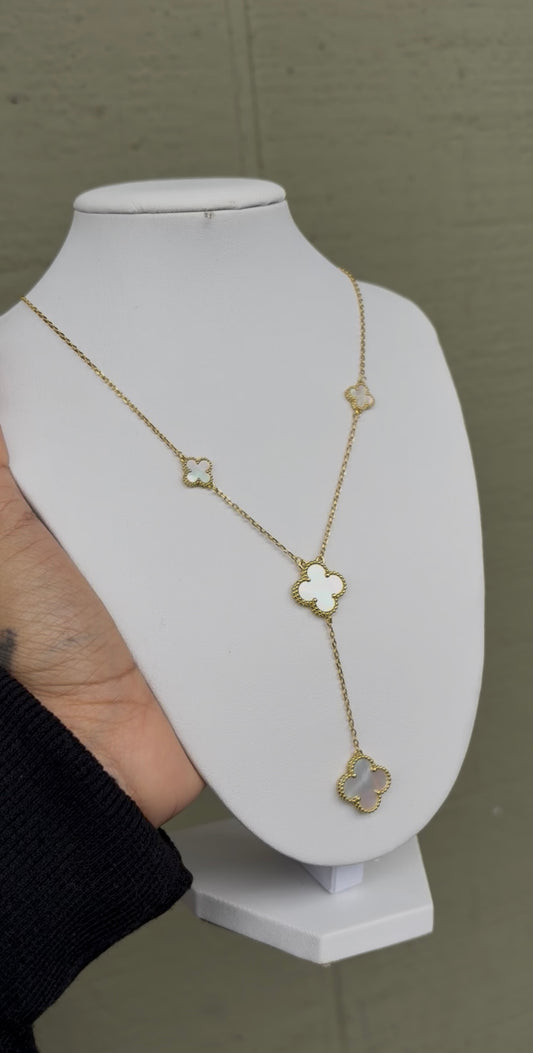 Delicate Clover Necklace - White