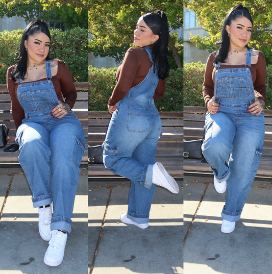 Denim Jumpsuit Overalls - Comfortable and Adjustable