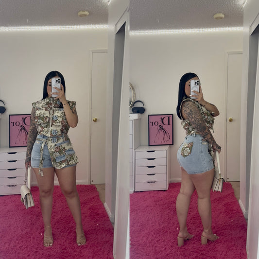 Skort Set Flower - (Good Stretch)