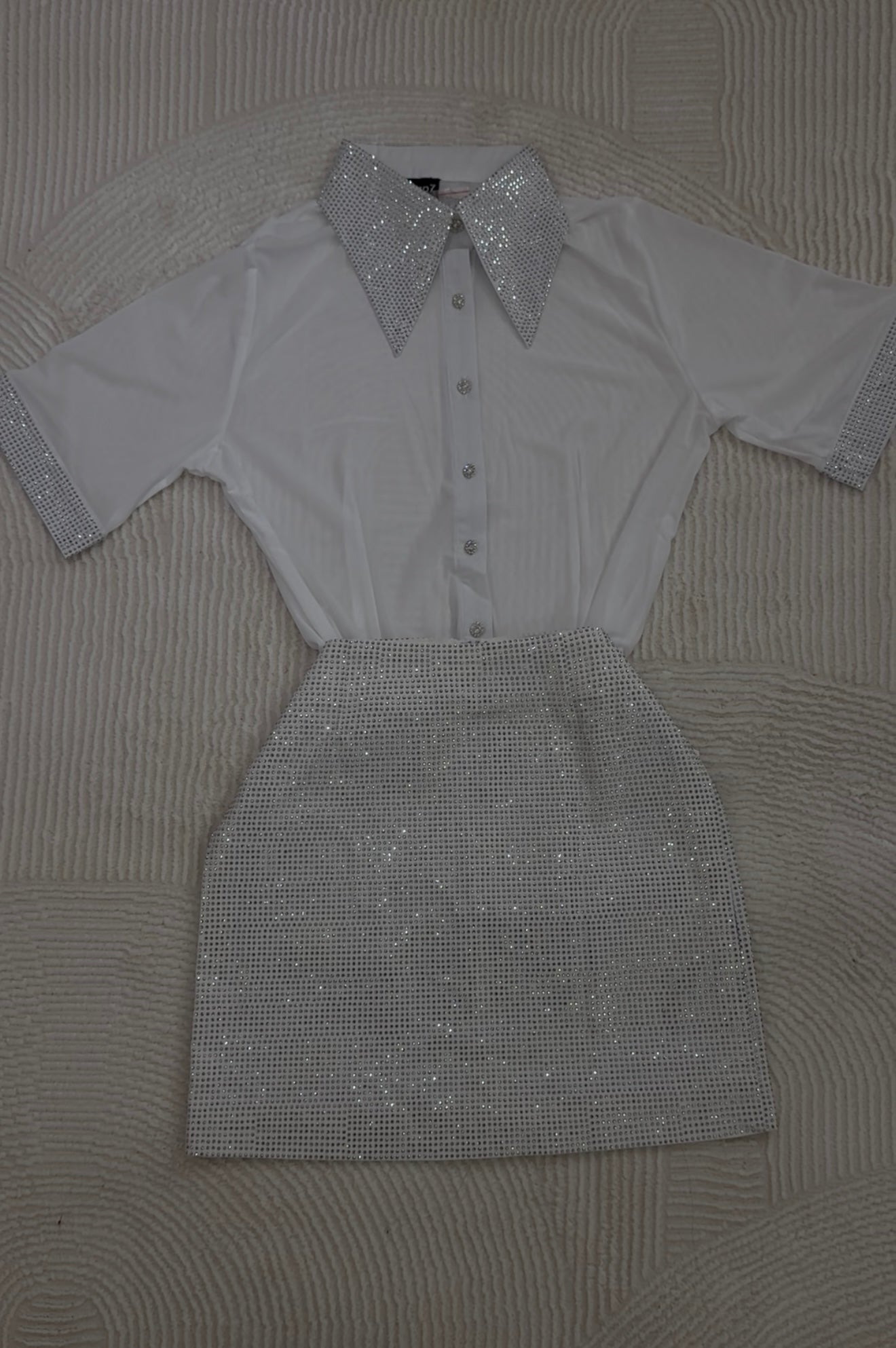Rhinestone Skirt - White