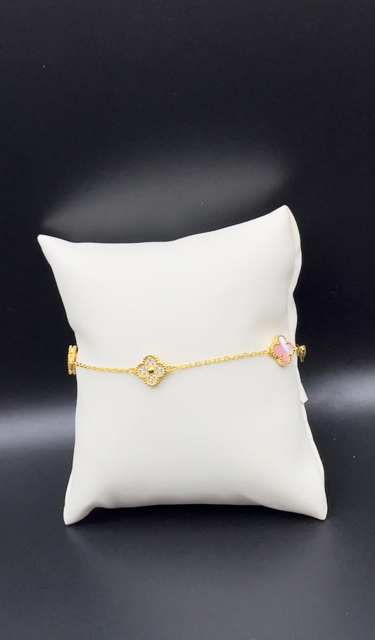 Clover mini Bling Bracelet - Pink