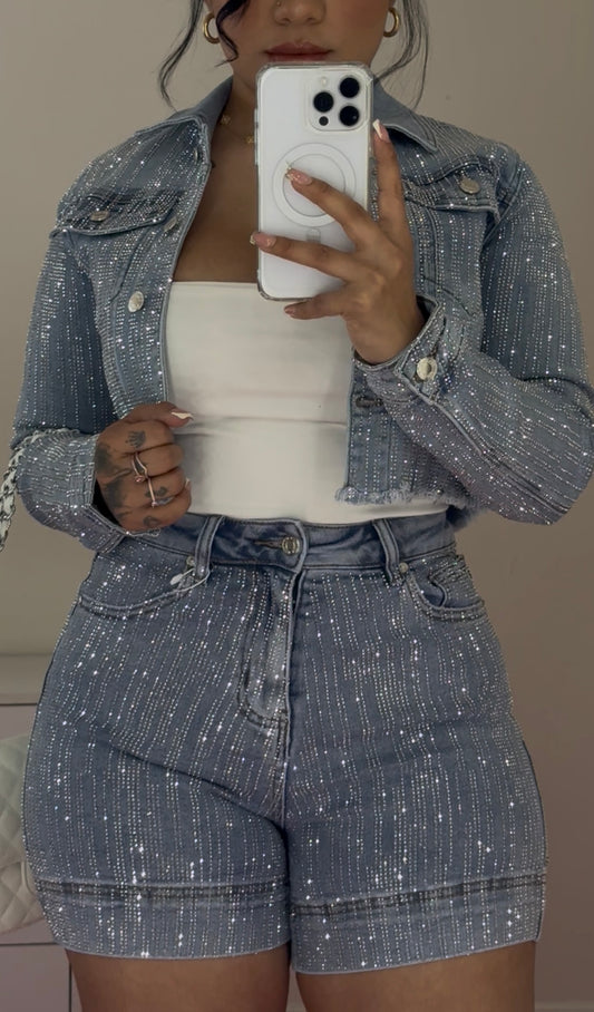 Denim Rhinestone Shorts