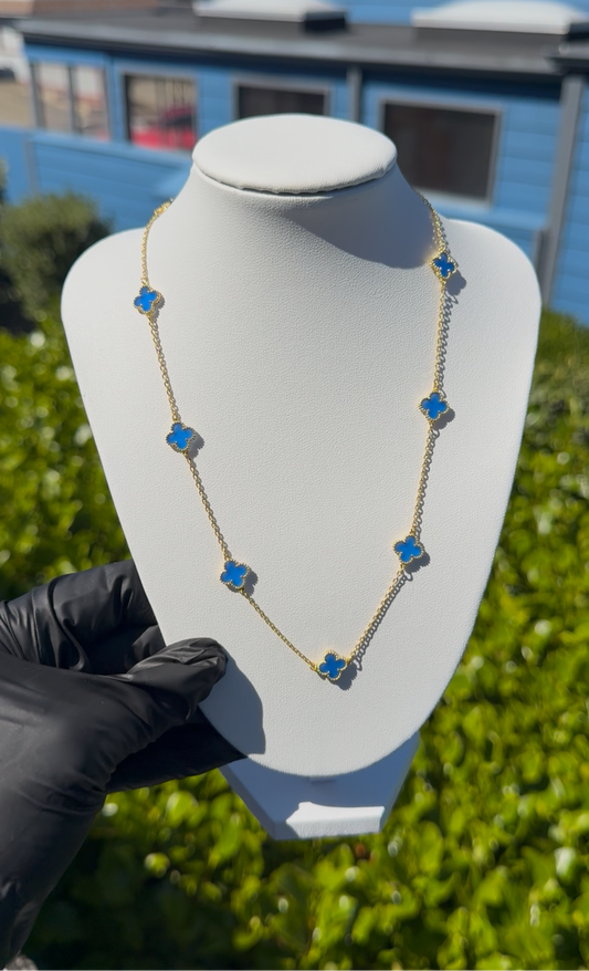 10 Flowers Clover Necklace - Blue