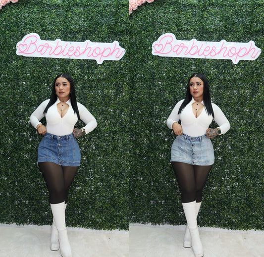 Denim Skort With Buttons