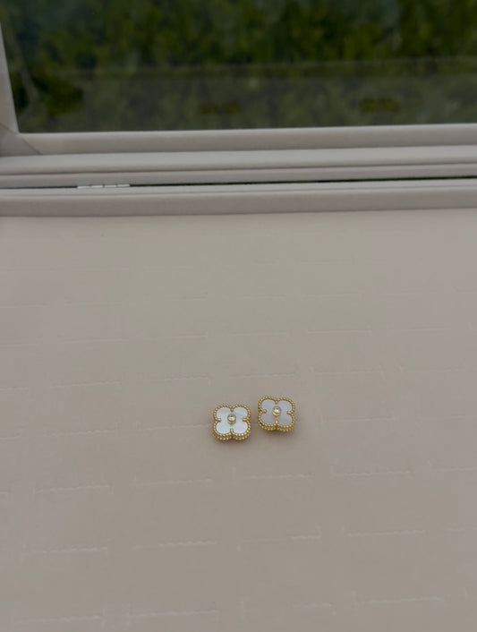 Clover Bling Earrings - White